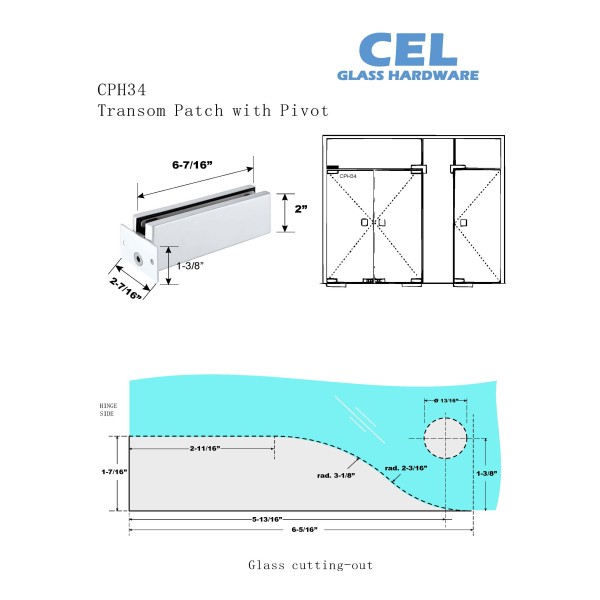 CPH34 Wall Mount Transom Patch Fitting